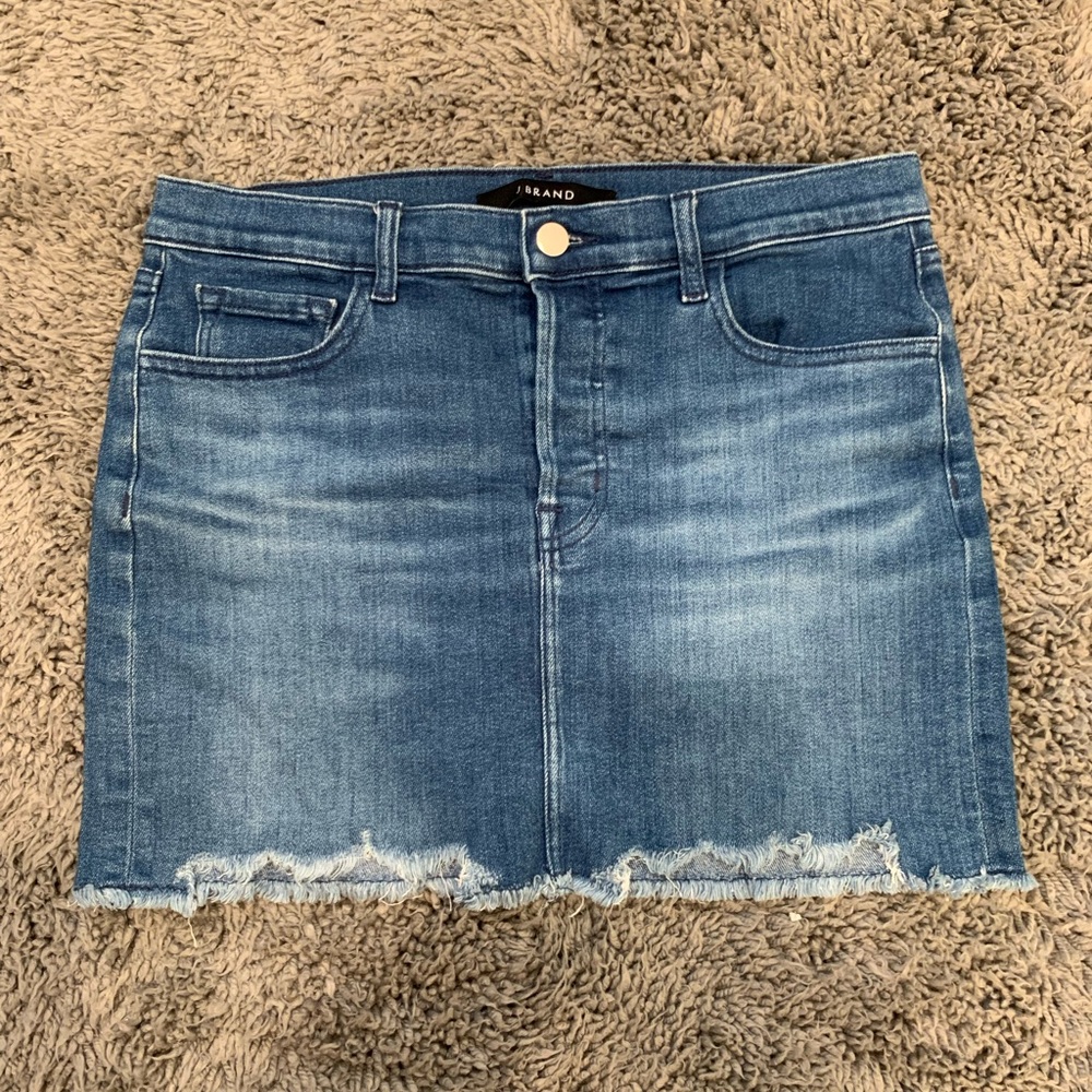 J Brand Distressed Blue Mini Skirt